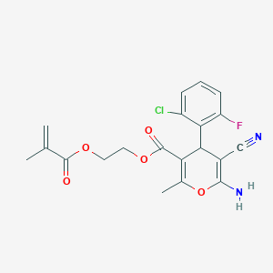 molecular formula C20H18ClFN2O5 B2516993 2-(methacryloyloxy)ethyl 6-amino-4-(2-chloro-6-fluorophenyl)-5-cyano-2-methyl-4H-pyran-3-carboxylate CAS No. 939888-87-6