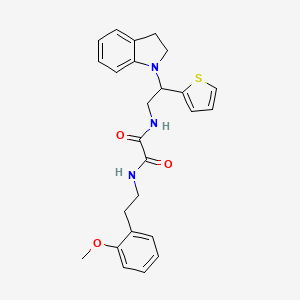 molecular formula C25H27N3O3S B2516997 N1-(2-(indolin-1-yl)-2-(thiophen-2-yl)ethyl)-N2-(2-methoxyphenethyl)oxalamide CAS No. 898407-57-3