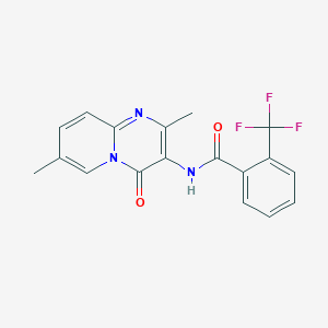 molecular formula C18H14F3N3O2 B2517000 N-(2,7-二甲基-4-氧代-4H-吡啶并[1,2-a]嘧啶-3-基)-2-(三氟甲基)苯甲酰胺 CAS No. 941923-61-1