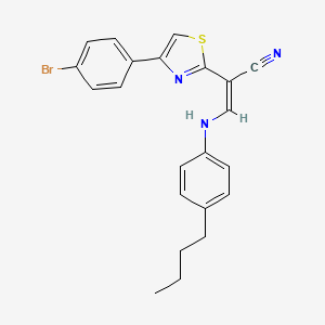 molecular formula C22H20BrN3S B2517001 (Z)-2-(4-(4-溴苯基)噻唑-2-基)-3-((4-丁基苯基)氨基)丙烯腈 CAS No. 683256-26-0