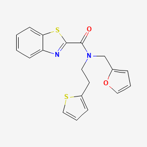 molecular formula C19H16N2O2S2 B2517007 N-(呋喃-2-基甲基)-N-(2-(噻吩-2-基)乙基)苯并[d]噻唑-2-甲酰胺 CAS No. 1396687-44-7