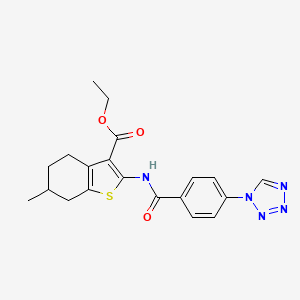 molecular formula C20H21N5O3S B2517012 ethyl 2-(4-(1H-tetrazol-1-yl)benzamido)-6-methyl-4,5,6,7-tetrahydrobenzo[b]thiophene-3-carboxylate CAS No. 887349-16-8