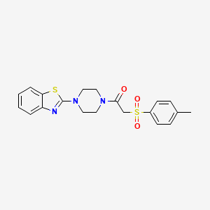 molecular formula C20H21N3O3S2 B2517015 1-(4-(苯并[d]噻唑-2-基)哌嗪-1-基)-2-对甲苯磺酰乙酮 CAS No. 895450-41-6