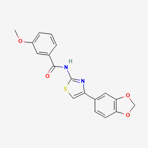molecular formula C18H14N2O4S B2517021 N-(4-(benzo[d][1,3]dioxol-5-yl)thiazol-2-yl)-3-methoxybenzamide CAS No. 477547-44-7