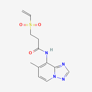 molecular formula C12H14N4O3S B2517024 3-Ethenylsulfonyl-N-(7-methyl-[1,2,4]triazolo[1,5-a]pyridin-8-yl)propanamide CAS No. 2224513-14-6