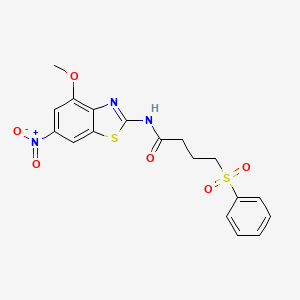 molecular formula C18H17N3O6S2 B2517027 N-(4-甲氧基-6-硝基苯并[d]噻唑-2-基)-4-(苯磺酰基)丁酰胺 CAS No. 941925-20-8