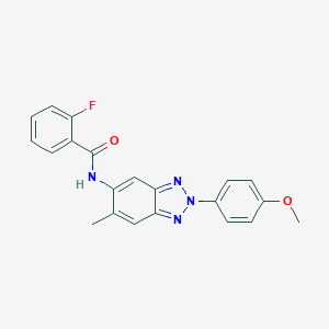 molecular formula C21H17FN4O2 B251703 2-fluoro-N-[2-(4-methoxyphenyl)-6-methyl-2H-1,2,3-benzotriazol-5-yl]benzamide 