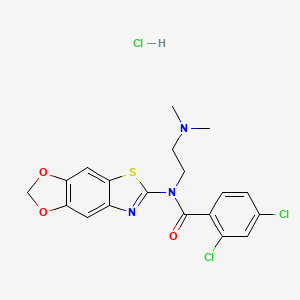 molecular formula C19H18Cl3N3O3S B2517039 N-([1,3]dioxolo[4',5':4,5]benzo[1,2-d]thiazol-6-yl)-2,4-dichloro-N-(2-(dimethylamino)ethyl)benzamide hydrochloride CAS No. 1321742-72-6