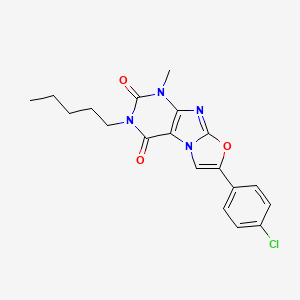 molecular formula C19H19ClN4O3 B2517042 7-(4-chlorophenyl)-1-methyl-3-pentyloxazolo[2,3-f]purine-2,4(1H,3H)-dione CAS No. 941999-43-5