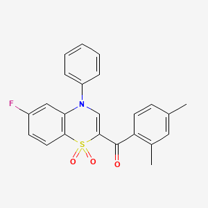 (2,4-dimethylphenyl)(6-fluoro-1,1-dioxido-4-phenyl-4H-1,4-benzothiazin-2-yl)methanone