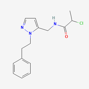 2-Chloro-N-[[2-(2-phenylethyl)pyrazol-3-yl]methyl]propanamide