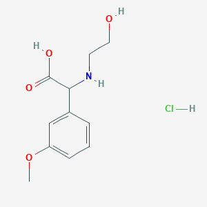 molecular formula C11H16ClNO4 B2517068 2-[(2-羟乙基)氨基]-2-(3-甲氧基苯基)乙酸盐酸盐 CAS No. 1218303-14-0