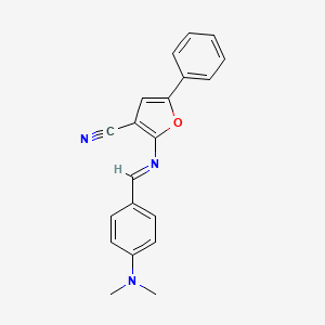 molecular formula C20H17N3O B2517071 2-({(E)-[4-(二甲氨基)苯基]亚甲基}氨基)-5-苯基-3-呋喃腈 CAS No. 478033-31-7