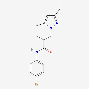 molecular formula C15H18BrN3O B2517095 N-(4-bromophenyl)-3-(3,5-dimethyl-1H-pyrazol-1-yl)-2-methylpropanamide CAS No. 1014051-39-8