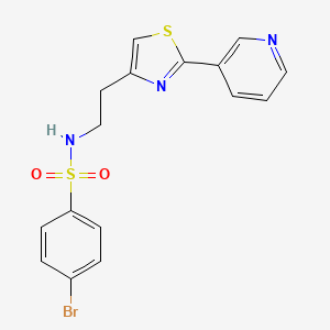 molecular formula C16H14BrN3O2S2 B2517104 4-bromo-N-(2-(2-(pyridin-3-yl)thiazol-4-yl)ethyl)benzenesulfonamide CAS No. 863511-92-6