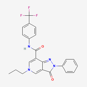 molecular formula C23H19F3N4O2 B2517114 3-oxo-2-phenyl-5-propyl-N-(4-(trifluoromethyl)phenyl)-3,5-dihydro-2H-pyrazolo[4,3-c]pyridine-7-carboxamide CAS No. 921881-55-2