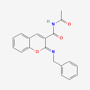 molecular formula C19H16N2O3 B2517136 N-acetyl-2-benzyliminochromene-3-carboxamide CAS No. 330157-51-2