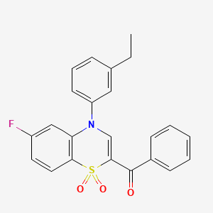 molecular formula C23H18FNO3S B2517139 [4-(3-乙基苯基)-6-氟-1,1-二氧化-4H-1,4-苯并噻嗪-2-基](苯基)甲苯酮 CAS No. 1113110-10-3
