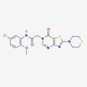 molecular formula C18H18ClN5O3S2 B2517160 N-(5-chloro-2-methoxyphenyl)-2-(7-oxo-2-thiomorpholinothiazolo[4,5-d]pyrimidin-6(7H)-yl)acetamide CAS No. 1223857-64-4