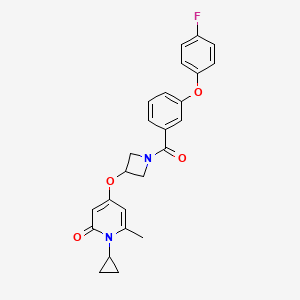 molecular formula C25H23FN2O4 B2517162 1-cyclopropyl-4-((1-(3-(4-fluorophenoxy)benzoyl)azetidin-3-yl)oxy)-6-methylpyridin-2(1H)-one CAS No. 2034387-39-6