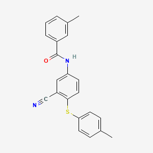 molecular formula C22H18N2OS B2517170 N-{3-cyano-4-[(4-methylphenyl)sulfanyl]phenyl}-3-methylbenzenecarboxamide CAS No. 306980-79-0
