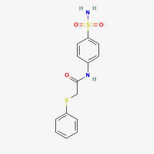 molecular formula C14H14N2O3S2 B2517174 2-(苯硫基)-N-(4-磺酰基苯基)乙酰胺 CAS No. 83089-00-3