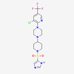 molecular formula C18H22ClF3N6O2S B2517178 1-[3-chloro-5-(trifluoromethyl)pyridin-2-yl]-4-[1-(1H-imidazole-4-sulfonyl)piperidin-4-yl]piperazine CAS No. 2097938-09-3