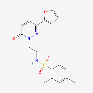 molecular formula C18H19N3O4S B2517181 N-(2-(3-(furan-2-yl)-6-oxopyridazin-1(6H)-yl)ethyl)-2,4-dimethylbenzenesulfonamide CAS No. 946263-77-0