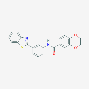 molecular formula C23H18N2O3S B251720 N-[3-(1,3-benzothiazol-2-yl)-2-methylphenyl]-2,3-dihydro-1,4-benzodioxine-6-carboxamide 