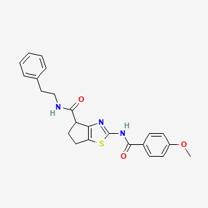 B2517201 2-(4-methoxybenzamido)-N-phenethyl-5,6-dihydro-4H-cyclopenta[d]thiazole-4-carboxamide CAS No. 941968-28-1