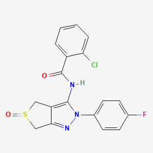 molecular formula C18H13ClFN3O2S B2517204 2-氯基-N-(2-(4-氟苯基)-5-氧化-4,6-二氢-2H-噻吩并[3,4-c]吡唑-3-基)苯甲酰胺 CAS No. 1008475-30-6