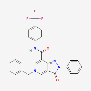 molecular formula C27H19F3N4O2 B2517210 5-苄基-3-氧代-2-苯基-N-(4-(三氟甲基)苯基)-3,5-二氢-2H-吡唑并[4,3-c]吡啶-7-甲酰胺 CAS No. 921847-00-9