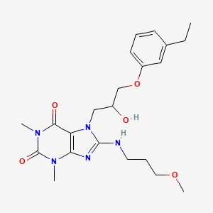 molecular formula C22H31N5O5 B2517223 7-(3-(3-乙基苯氧基)-2-羟基丙基)-8-((3-甲氧基丙基)氨基)-1,3-二甲基-1H-嘌呤-2,6(3H,7H)-二酮 CAS No. 941873-39-8