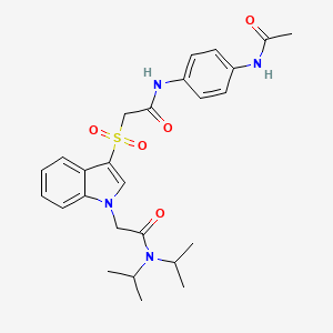molecular formula C26H32N4O5S B2517224 2-(3-((2-((4-acetamidophenyl)amino)-2-oxoethyl)sulfonyl)-1H-indol-1-yl)-N,N-diisopropylacetamide CAS No. 921127-81-3