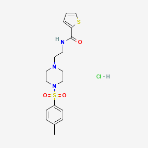 molecular formula C18H24ClN3O3S2 B2517225 N-(2-(4-甲苯磺酰哌嗪-1-基)乙基)噻吩-2-甲酰胺盐酸盐 CAS No. 1189486-50-7