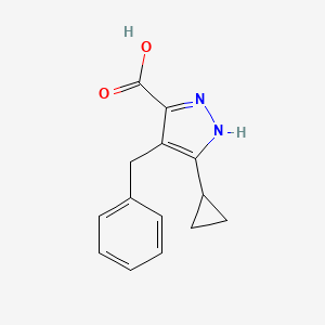 molecular formula C14H14N2O2 B2517232 4-benzyl-3-cyclopropyl-1H-pyrazole-5-carboxylic acid CAS No. 1514002-68-6