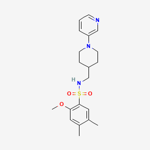 molecular formula C20H27N3O3S B2517255 2-甲氧基-4,5-二甲基-N-((1-(吡啶-3-基)哌啶-4-基)甲基)苯磺酰胺 CAS No. 2034227-36-4