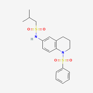 molecular formula C19H24N2O4S2 B2517271 N-[1-(benzenesulfonyl)-3,4-dihydro-2H-quinolin-6-yl]-2-methylpropane-1-sulfonamide CAS No. 946283-20-1