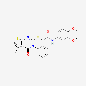 molecular formula C24H21N3O4S2 B2517272 N-(2,3-二氢-1,4-苯并二氧杂环-6-基)-2-({5,6-二甲基-4-氧代-3-苯基-3H,4H-噻吩并[2,3-d]嘧啶-2-基}硫代)乙酰胺 CAS No. 500113-07-5