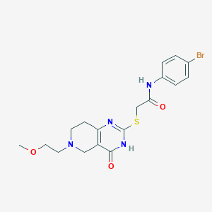 molecular formula C18H21BrN4O3S B2517273 N-(4-溴苯基)-2-{[6-(2-甲氧乙基)-4-氧代-3,4,5,6,7,8-六氢吡啶并[4,3-d]嘧啶-2-基]硫代}乙酰胺 CAS No. 902887-08-5