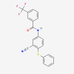 molecular formula C21H13F3N2OS B2517278 N-[3-氰基-4-(苯硫基)苯基]-3-(三氟甲基)苯甲酰胺 CAS No. 303147-77-5