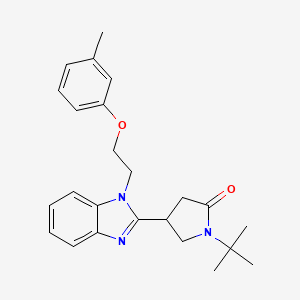 molecular formula C24H29N3O2 B2517288 1-(tert-butyl)-4-(1-(2-(m-tolyloxy)ethyl)-1H-benzo[d]imidazol-2-yl)pyrrolidin-2-one CAS No. 878694-26-9