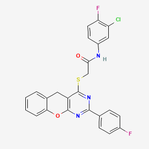 molecular formula C25H16ClF2N3O2S B2517289 N-(3-氯-4-氟苯基)-2-((2-(4-氟苯基)-5H-色满[2,3-d]嘧啶-4-基)硫代)乙酰胺 CAS No. 895641-72-2
