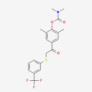 molecular formula C20H20F3NO3S B2517303 2,6-dimethyl-4-(2-{[3-(trifluoromethyl)phenyl]sulfanyl}acetyl)phenyl N,N-dimethylcarbamate CAS No. 344279-80-7