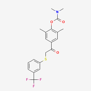 molecular formula C20H20F3NO3S B2517303 2,6-二甲基-4-(2-{[3-(三氟甲基)苯基]硫代}乙酰)苯基 N,N-二甲基氨基甲酸酯 CAS No. 344279-80-7