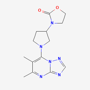 molecular formula C14H18N6O2 B2517307 3-[1-(5,6-Dimethyl-[1,2,4]triazolo[1,5-a]pyrimidin-7-yl)pyrrolidin-3-yl]-1,3-oxazolidin-2-one CAS No. 2379996-64-0