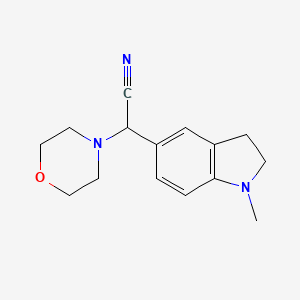 molecular formula C15H19N3O B2517311 2-(1-Methylindolin-5-yl)-2-morpholinoacetonitrile CAS No. 1170010-70-4