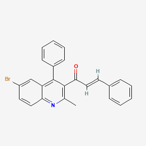 molecular formula C25H18BrNO B2517313 (E)-1-(6-bromo-2-methyl-4-phenylquinolin-3-yl)-3-phenylprop-2-en-1-one CAS No. 328076-70-6