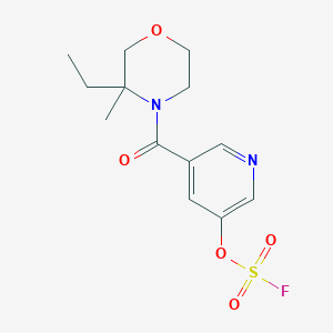 molecular formula C13H17FN2O5S B2517321 3-Ethyl-4-(5-fluorosulfonyloxypyridine-3-carbonyl)-3-methylmorpholine CAS No. 2418678-28-9