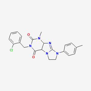 molecular formula C22H20ClN5O2 B2517322 3-[(2-chlorophenyl)methyl]-1-methyl-8-(4-methylphenyl)-1H,2H,3H,4H,6H,7H,8H-imidazo[1,2-g]purine-2,4-dione CAS No. 872840-27-2